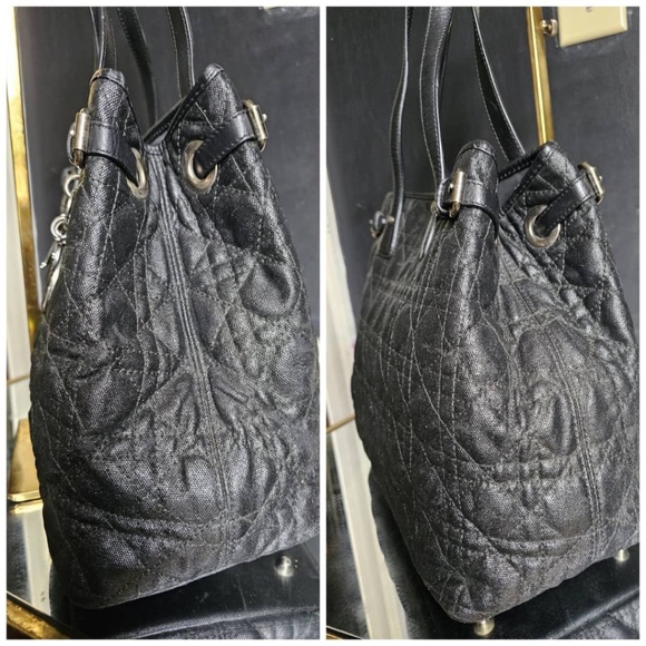 Authentic CHRISTIAN DIOR Cannage Panarea Tote Bag Black - Picture 8 of 13